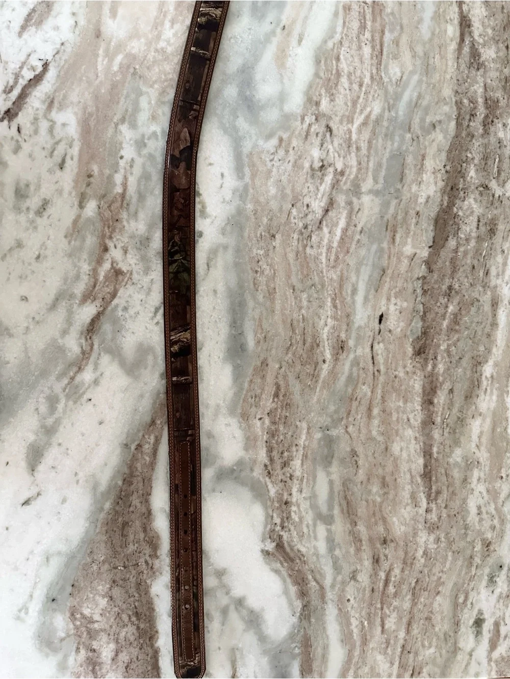 Camo & Brown Leather Lined Belt - Camouflage / Outdoor / Hunting / Fishing